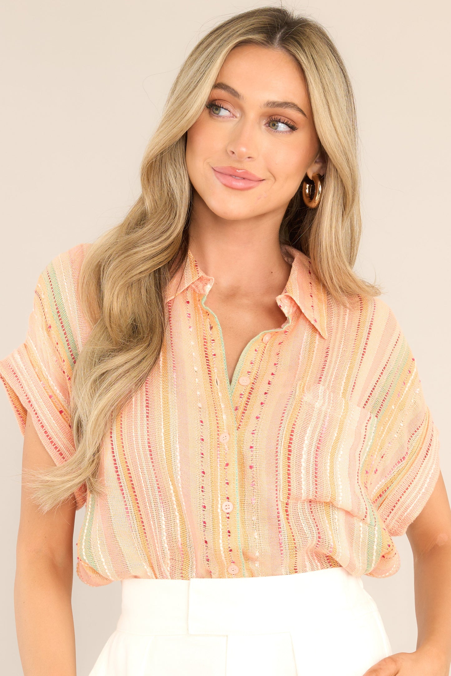 Brighter Than Sunshine Apricot Multi Print Top