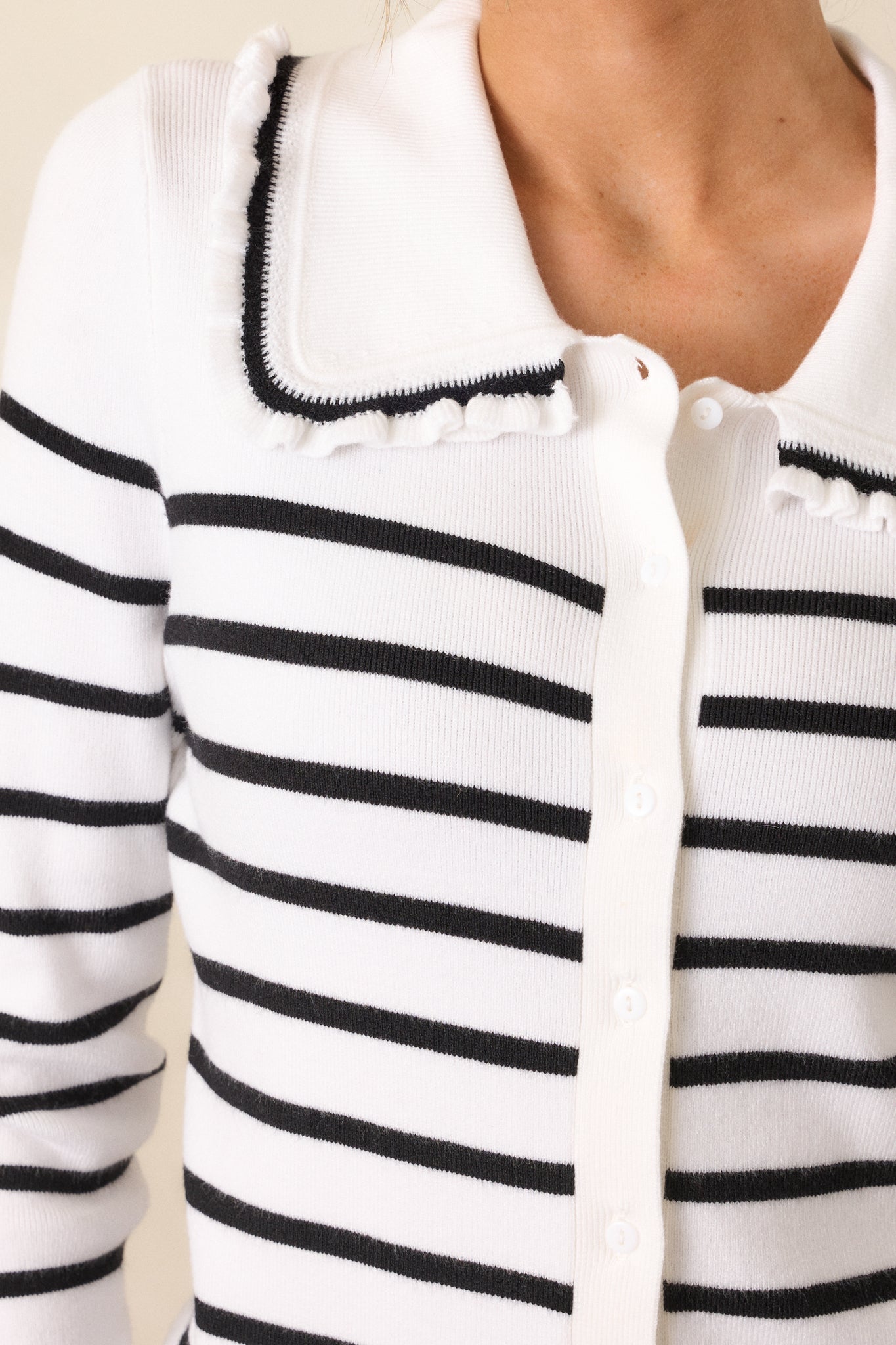 Breathe In White & Black Stripe Cardigan