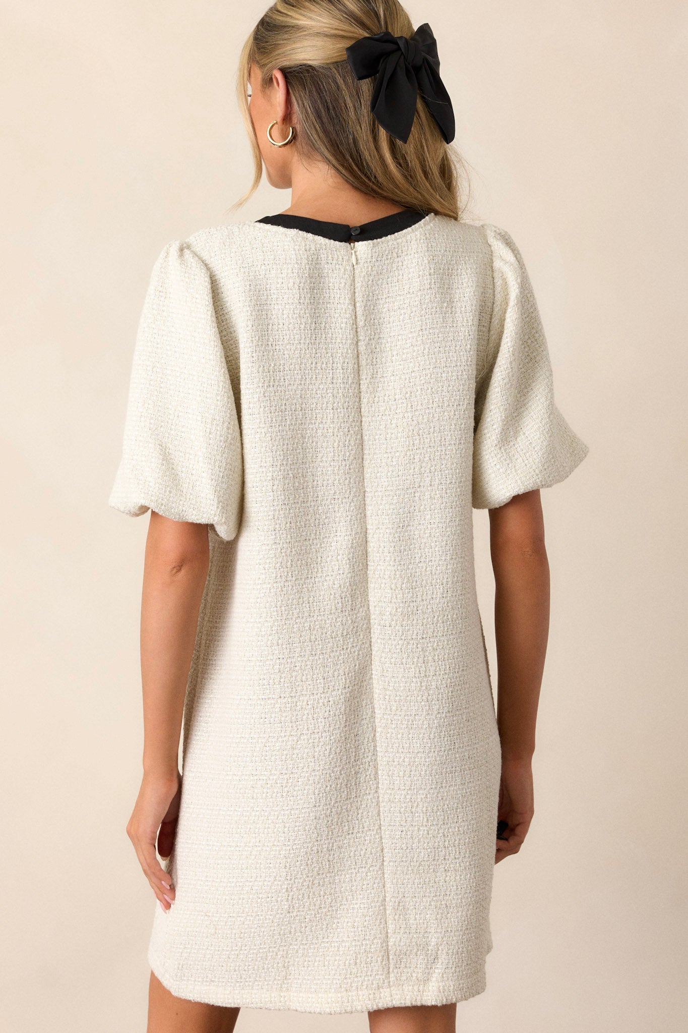Angel Eyes Ivory Tweed Mini Dress