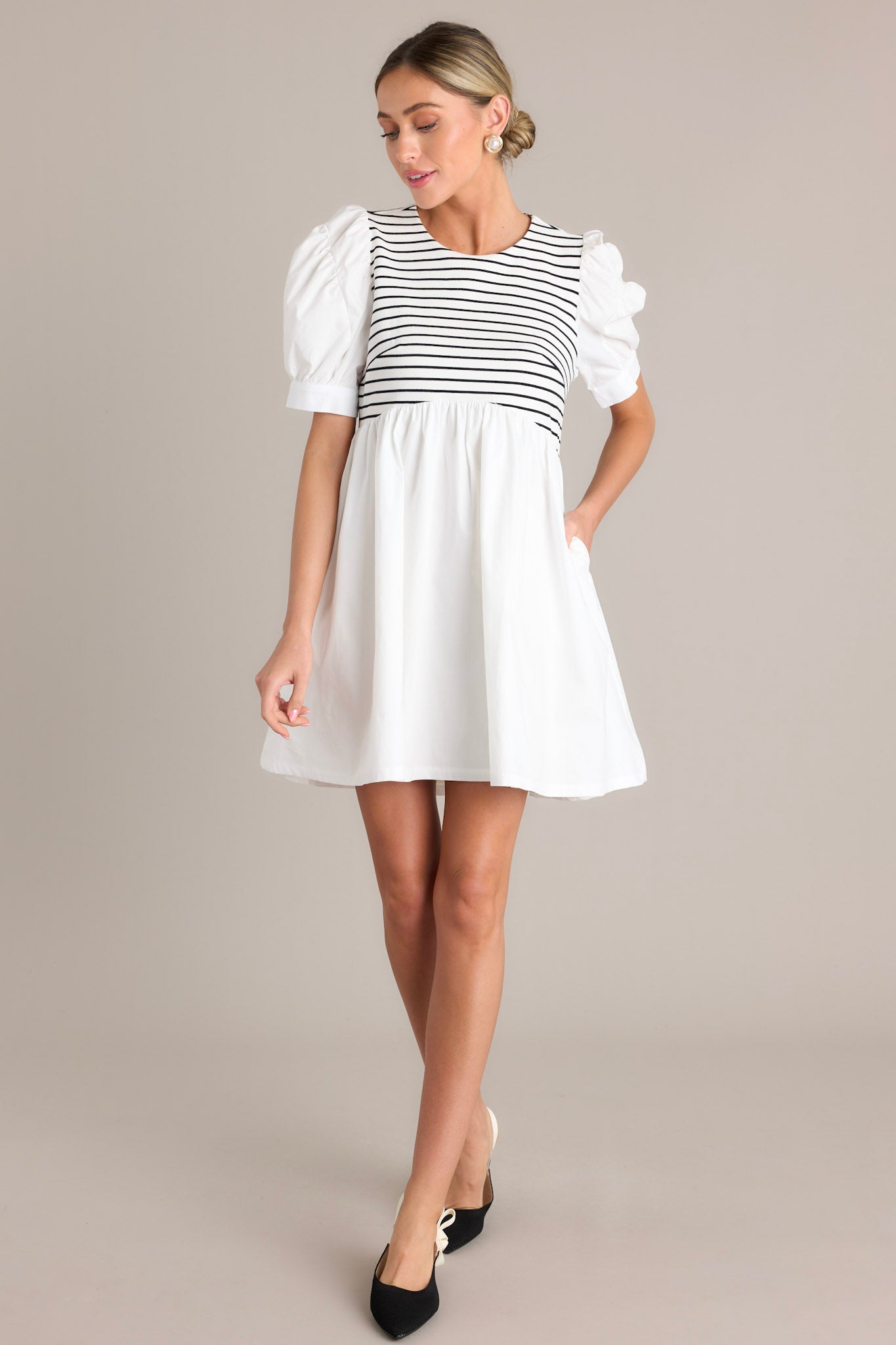Urban Streak Black Stripe Mini Dress