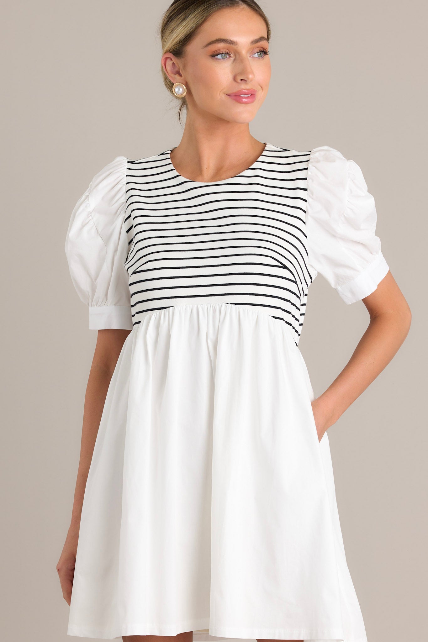 Urban Streak Black Stripe Mini Dress