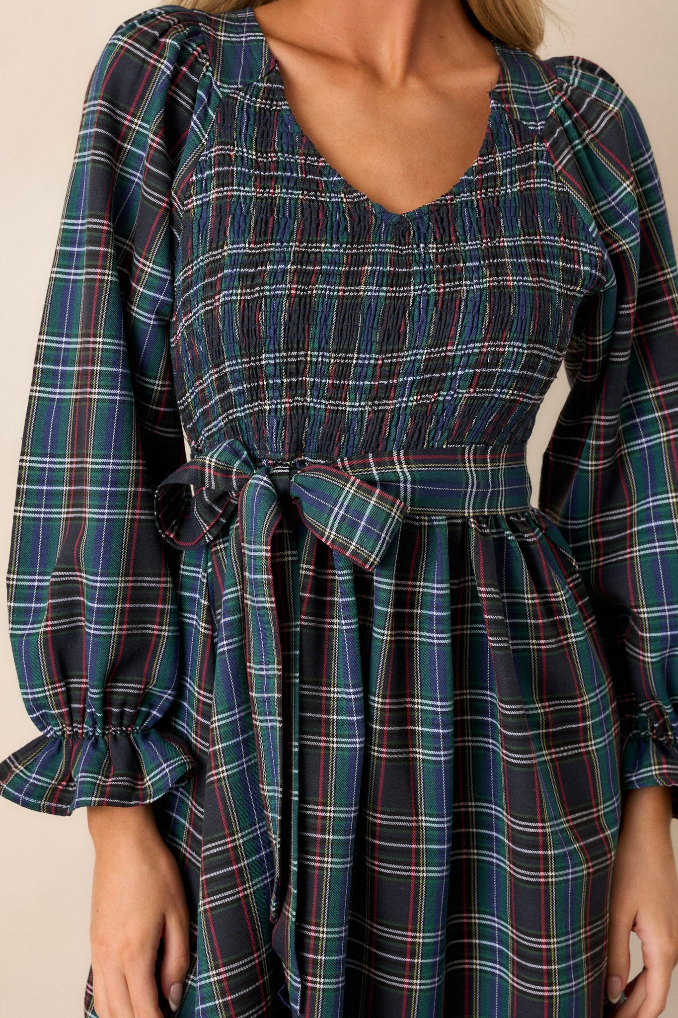 All Spruced Up Black Multi Plaid Midi Dress