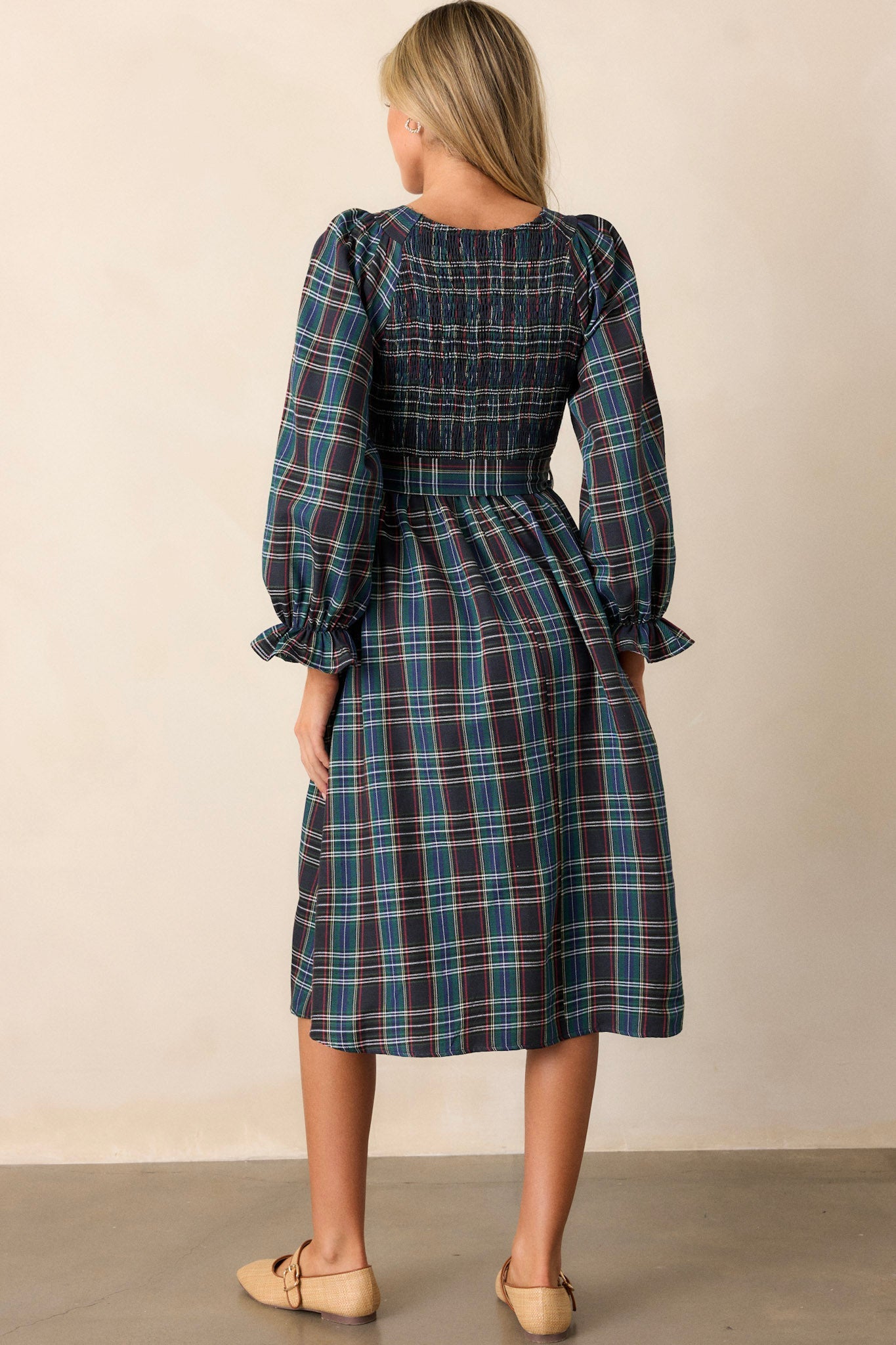 All Spruced Up Black Multi Plaid Midi Dress