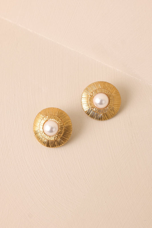 Bright Future Gold & Ivory Pearl Textured Earrings